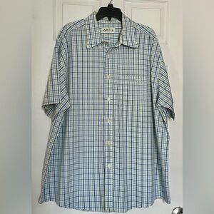VTG Orvis 100% Cotton Casual Blue Green Plaid Short Sleeve Shirt Hong Kong XXL